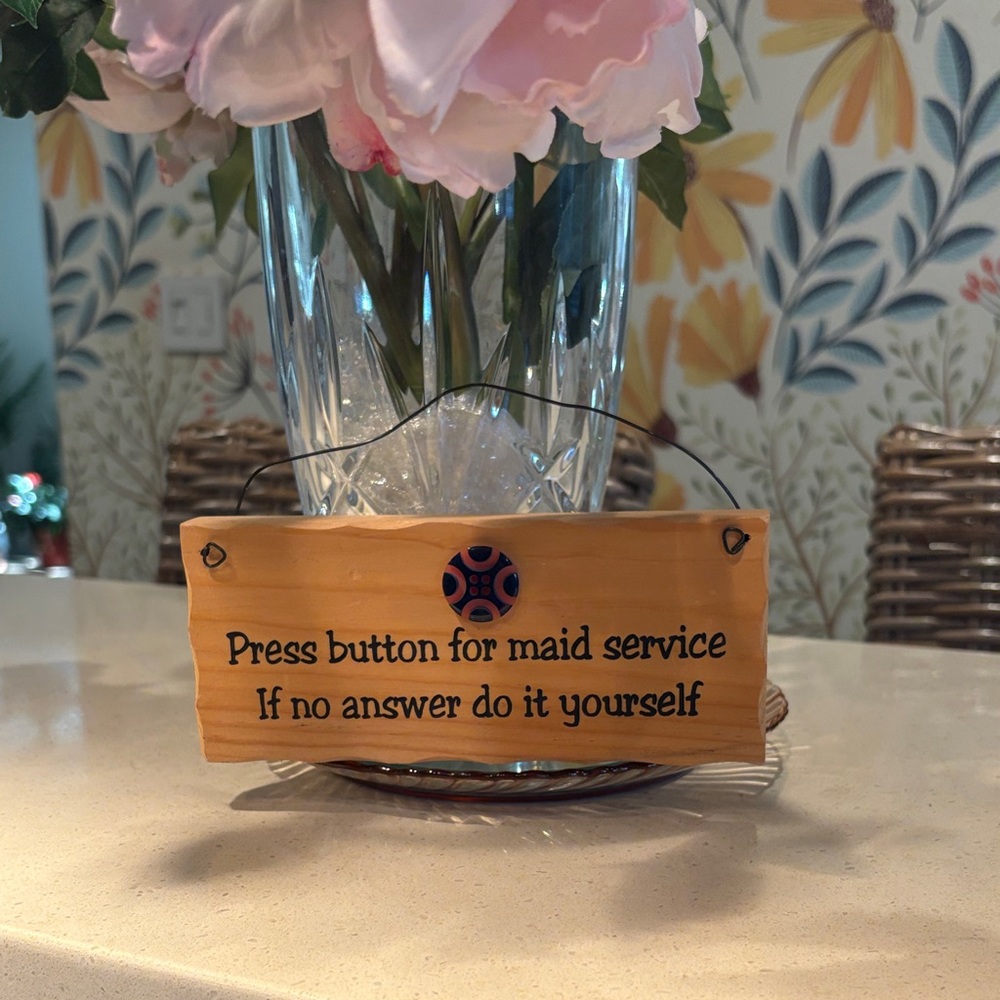Wooden 'Press button for maid service' Hanging Sign
